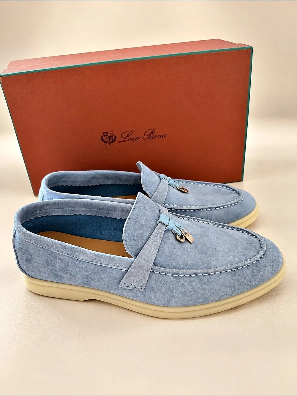 Loro Piana Summer Charms Walk Loafers Blue Loafers